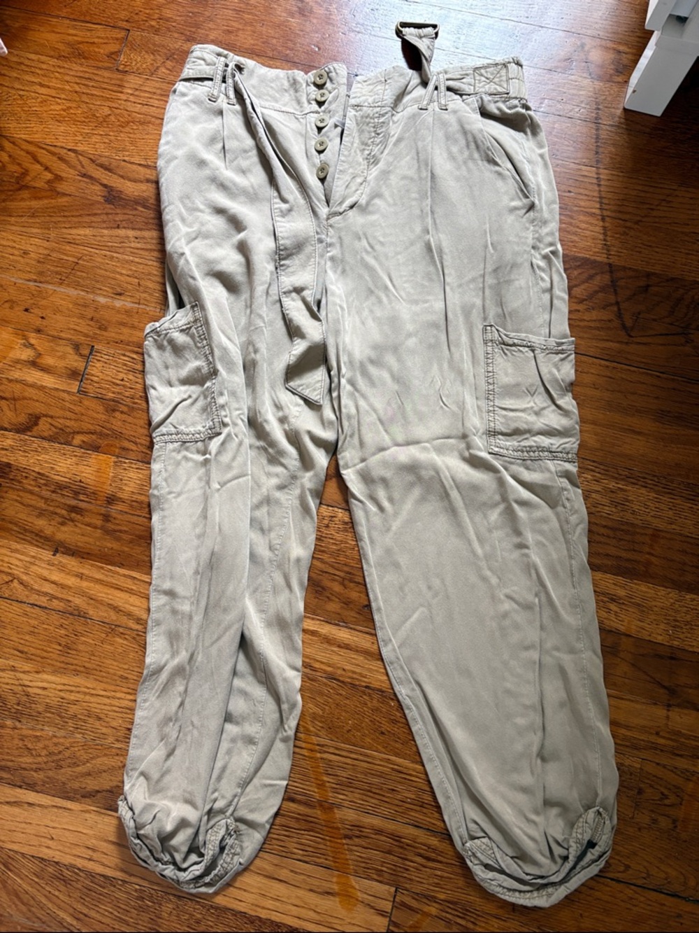 Free People Light Beige Cargo Jogger Pants